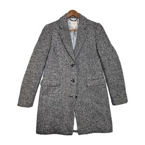 J Crew Coat Women 2 Small Wool Blend Boucle Tweed Dressy Top Overcoat Gray Black